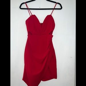 Fashion nova Red Asymmetrical Bodycon Dress